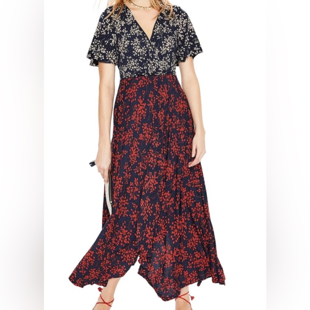 Boden handkerchief hem floral dress